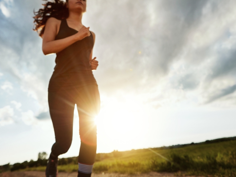 Woman running outdoors