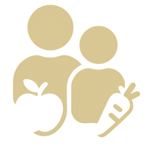 icon of parent and child with carrot and apple
