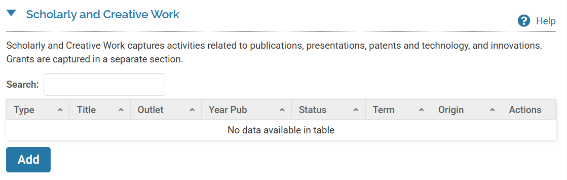 Scholarly and Creative Work Dropdown