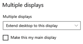 Screenshot of the multiple displays menu.