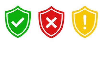 Image of green, red, and yellow shields