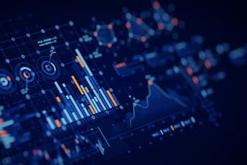 Image of business data abstractly coming together