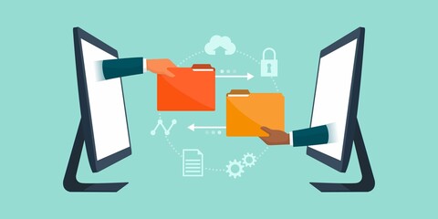 abstract image of data being shared between two computers