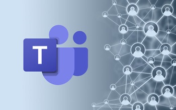 Abstract image of the letter T in front of two person icons, indicating the Microsoft Teams logo
