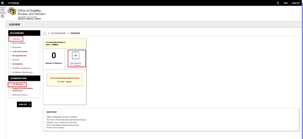 Accommodation Request screenshot A screenshot of where to access accommodation requests.