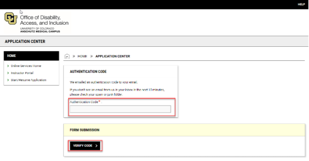 Authentication Code screenhot Screenshot of where to enter your authentication code