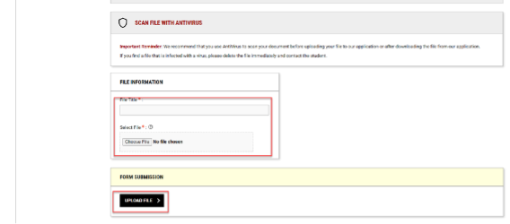 Supporting Documentation screenshot A screenshot of where to upload documentation supporting your accommodation modification request