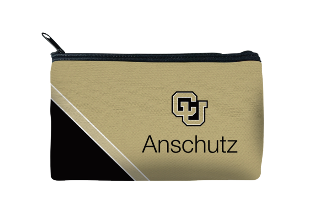 Black and gold pouch with CU Anschutz logo