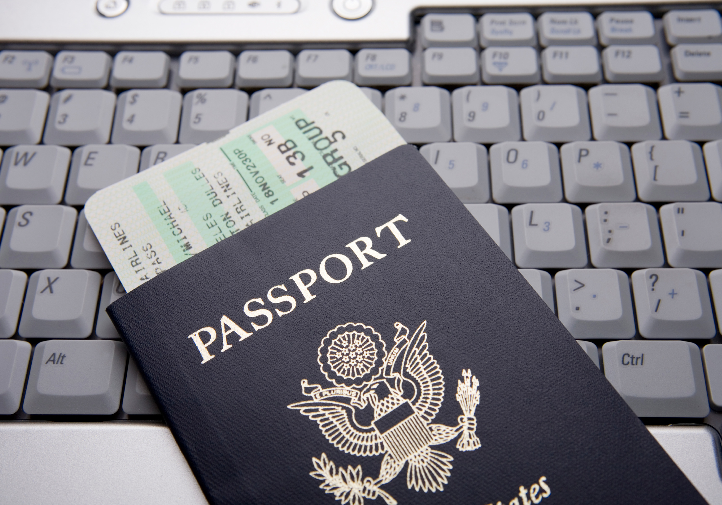 U.S. passport on keyboard