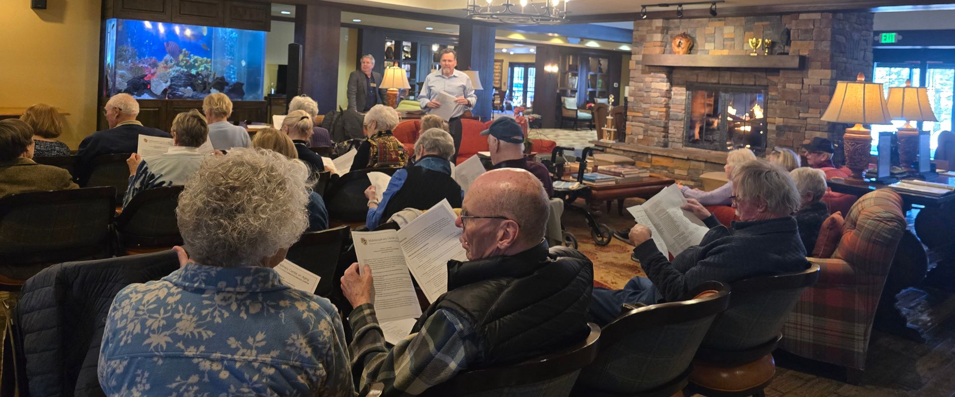 Image of residents listening to a Living Lab presentation.