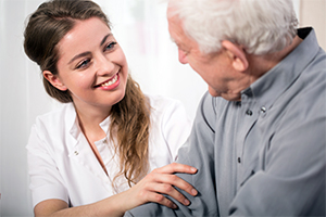 nurse talking with patient