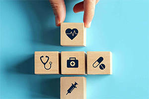 wooden blocks with icons