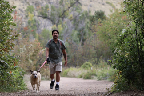 Joey Magno and dog