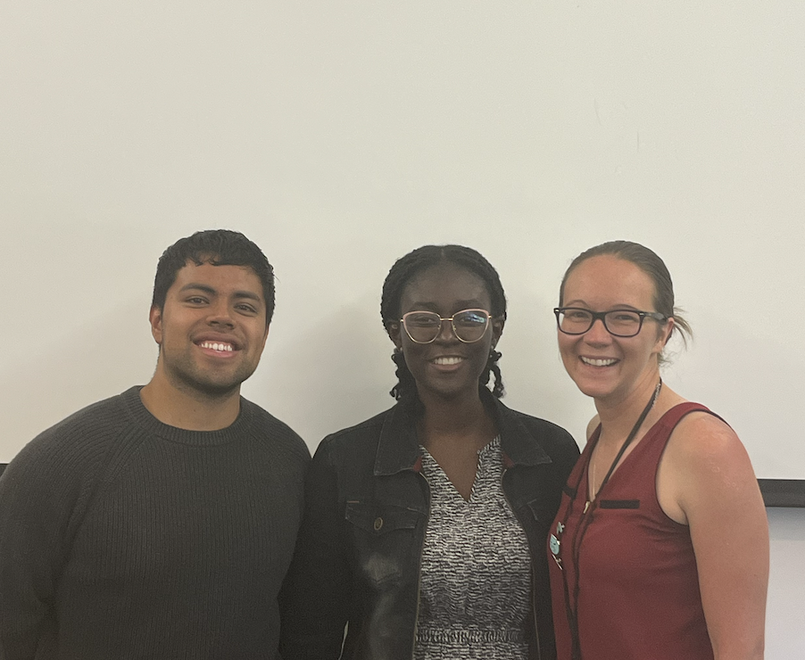 First-year IPHY students, Gabriel, Gilda, and Carissa