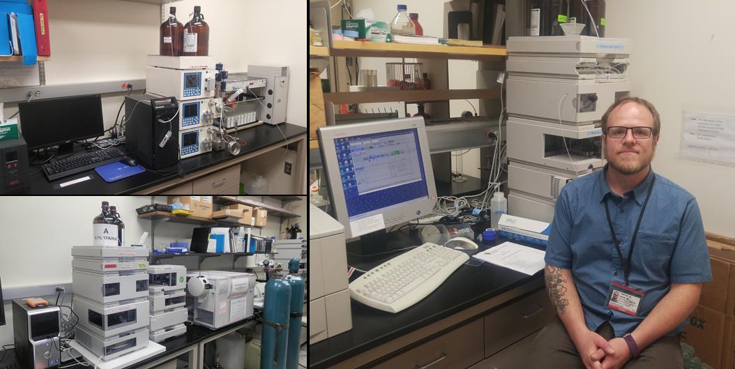 Scientist operating the HPLC machine Scientist operating the HPLC machine