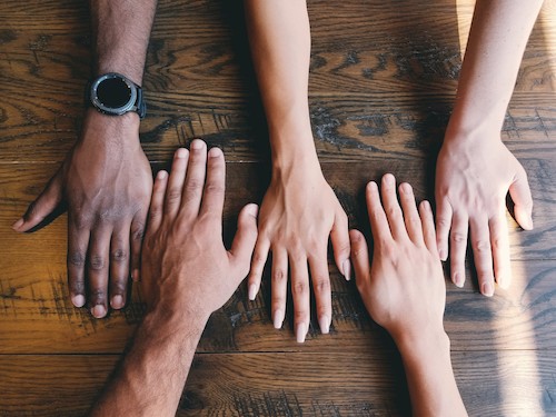 Hands on table