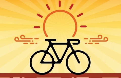 Bicycle silhouette on a sunset