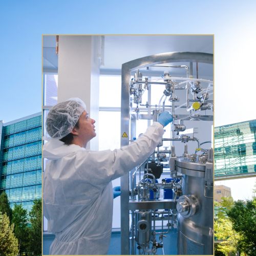 A specialist operates a bioreactor at the CU Anschutz Gates institute.