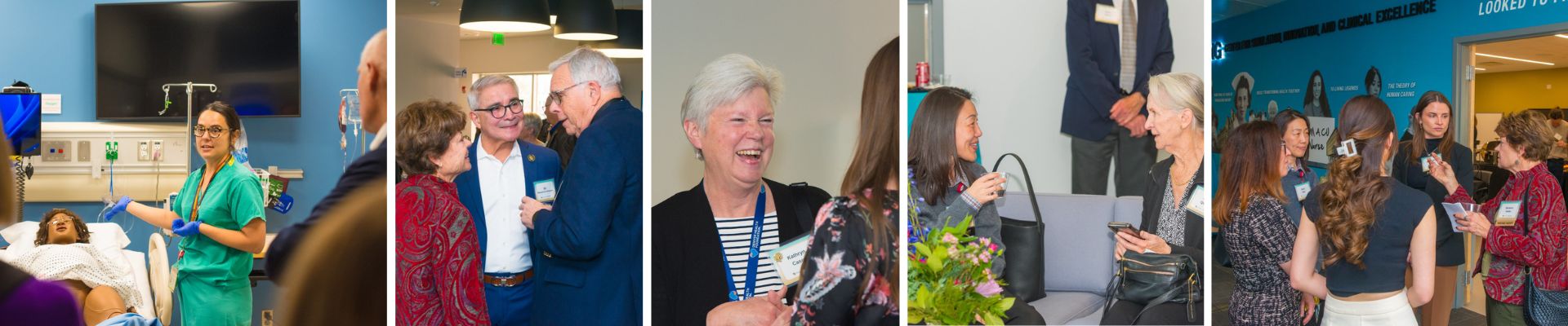 A collage of pictures taken during the 2026 College of Nursing Power of Philanthropy Celebration featuring benefactors, students and faculty in attendance. 