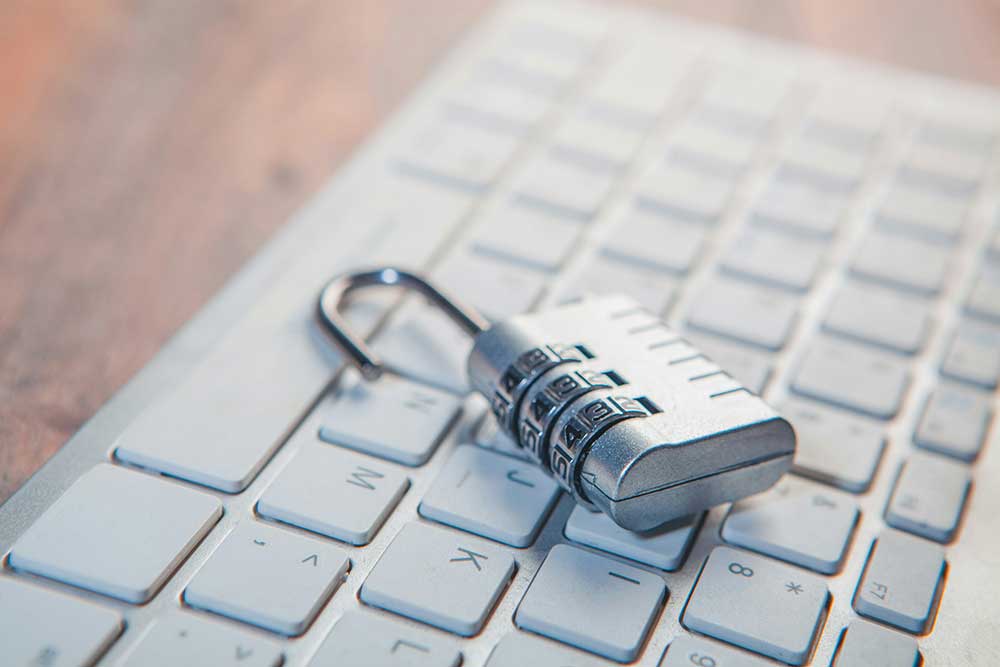open lock on a keyboard