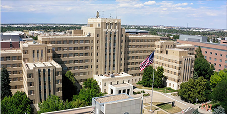 Fitzsimons building from above and south