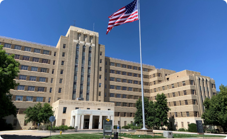 American Flag outside Fitzsimmons Building