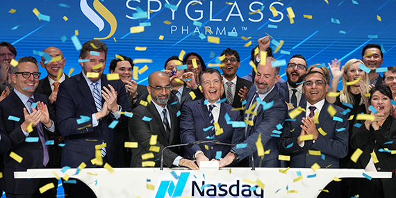 Stock opening celebration with confetti