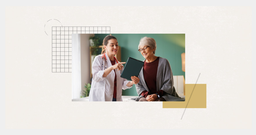 health care provider with patient and chart