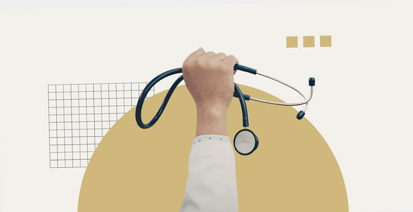 health provider hand lifted with stethoscope