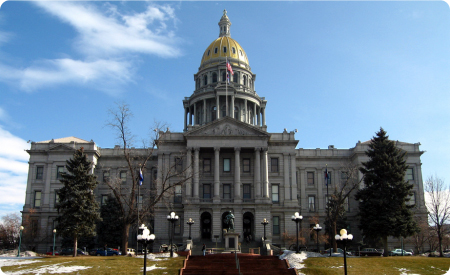 Colorado statehouse in winter