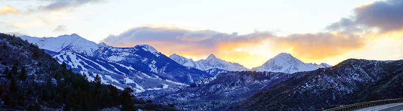 snow capped mountain range
