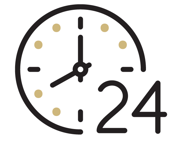 Icon of a clock and a 24