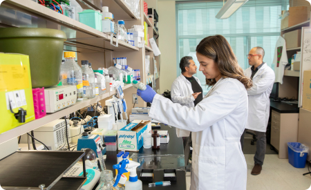 Researchers in lab