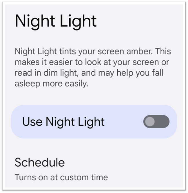 Night Light Settings