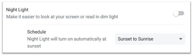 Night Light Settings