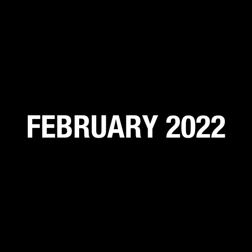 February 2022 over black background