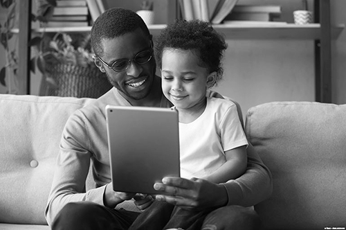 Man reading to child