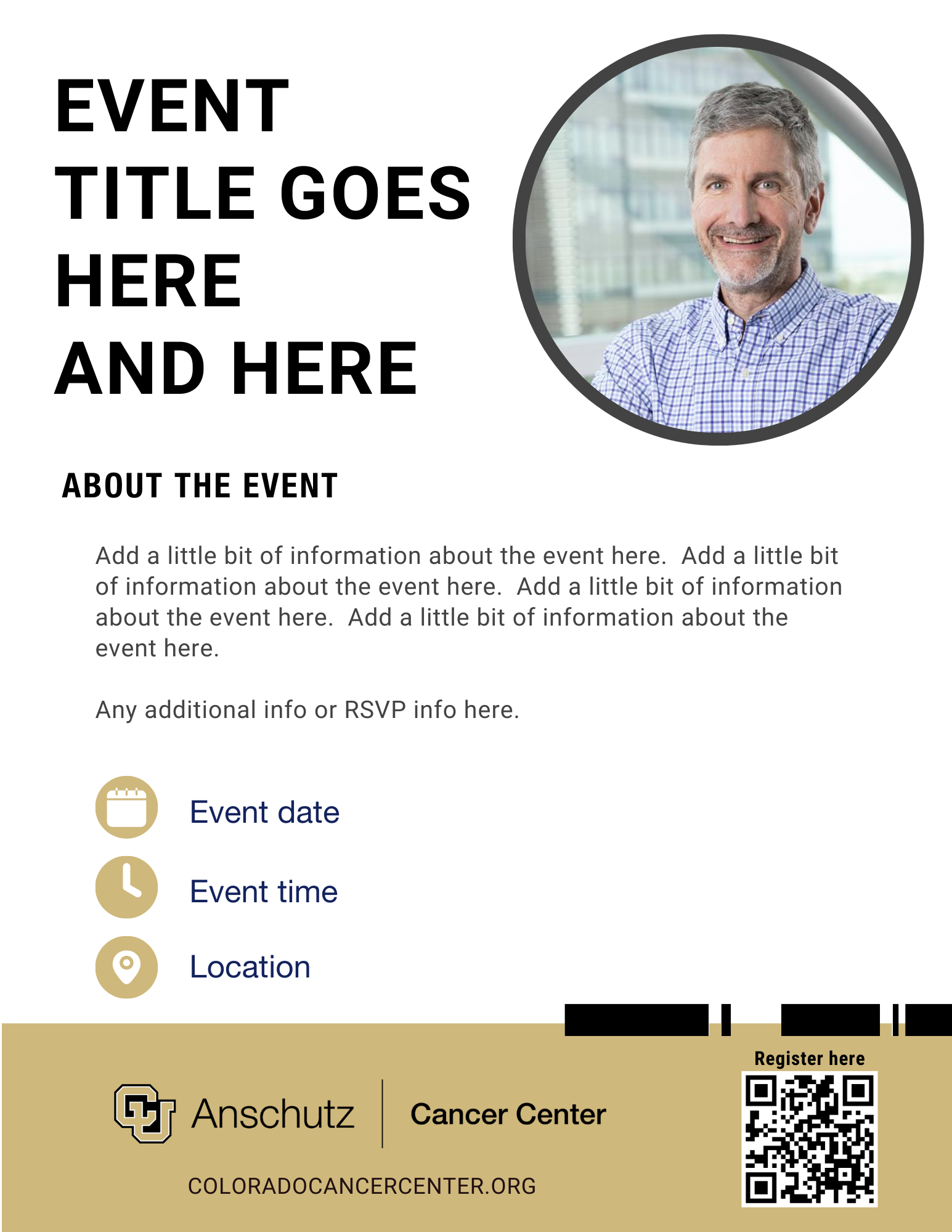 gold black and grey sample flyer for cancer center