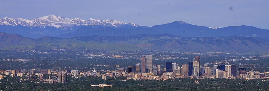 downtown with mountains