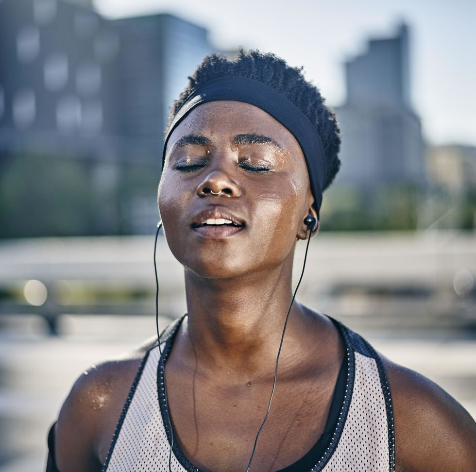 Woman sweating after workout