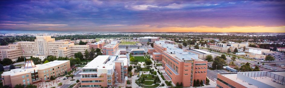 campus with purple clouds
