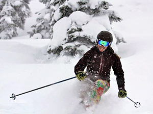skier in powder