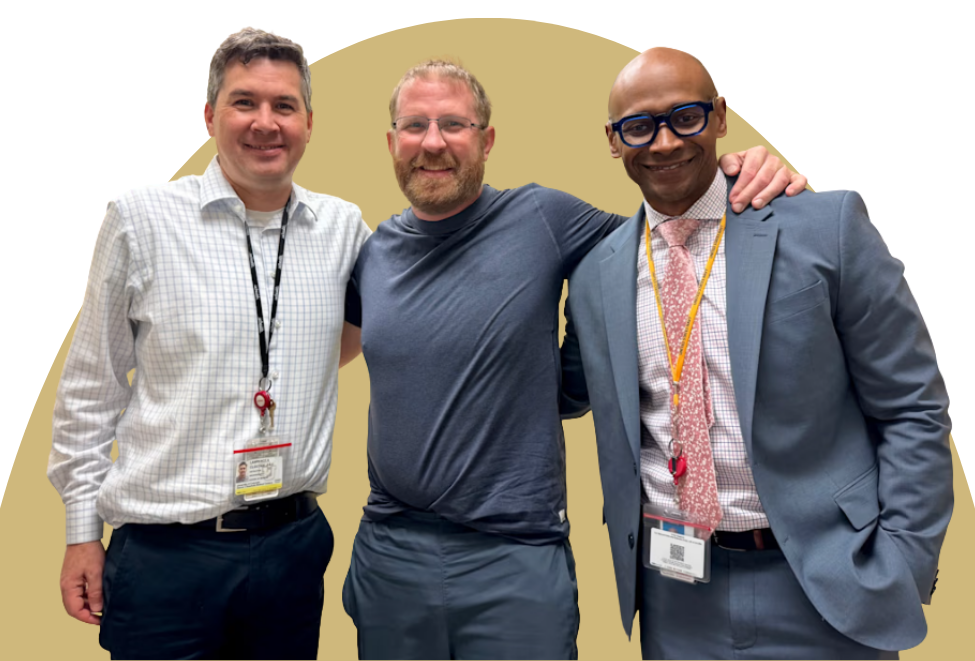 Andy Haffele with Lawrence Cloutier and Dr. Berry-Candelario.
