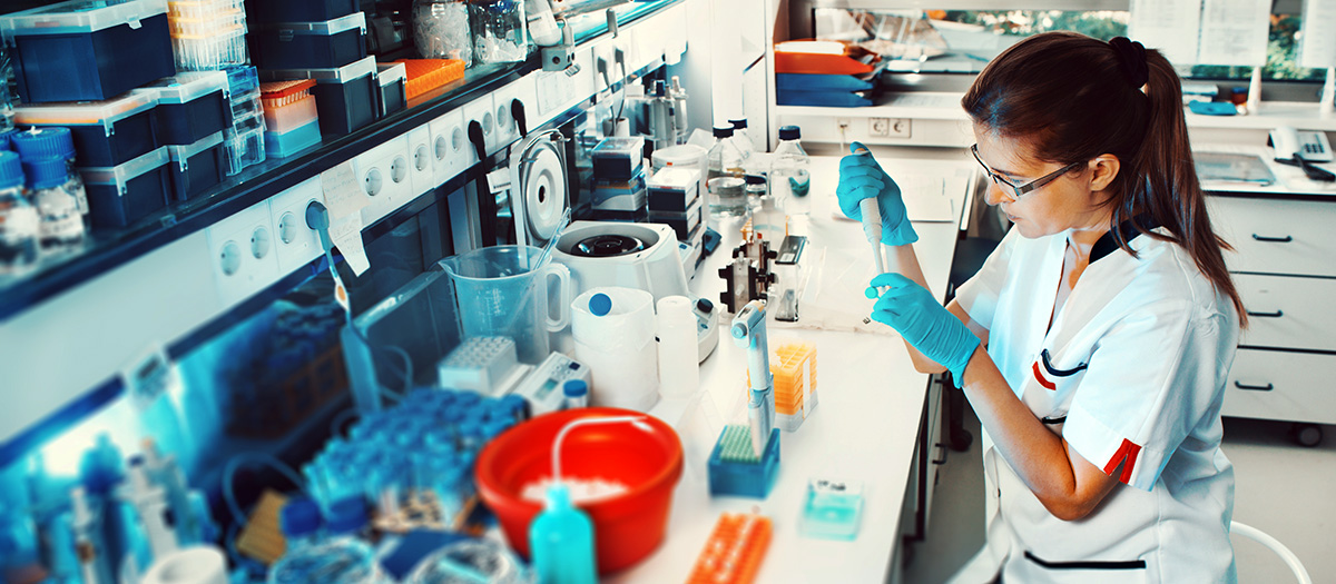 worker seated in lab