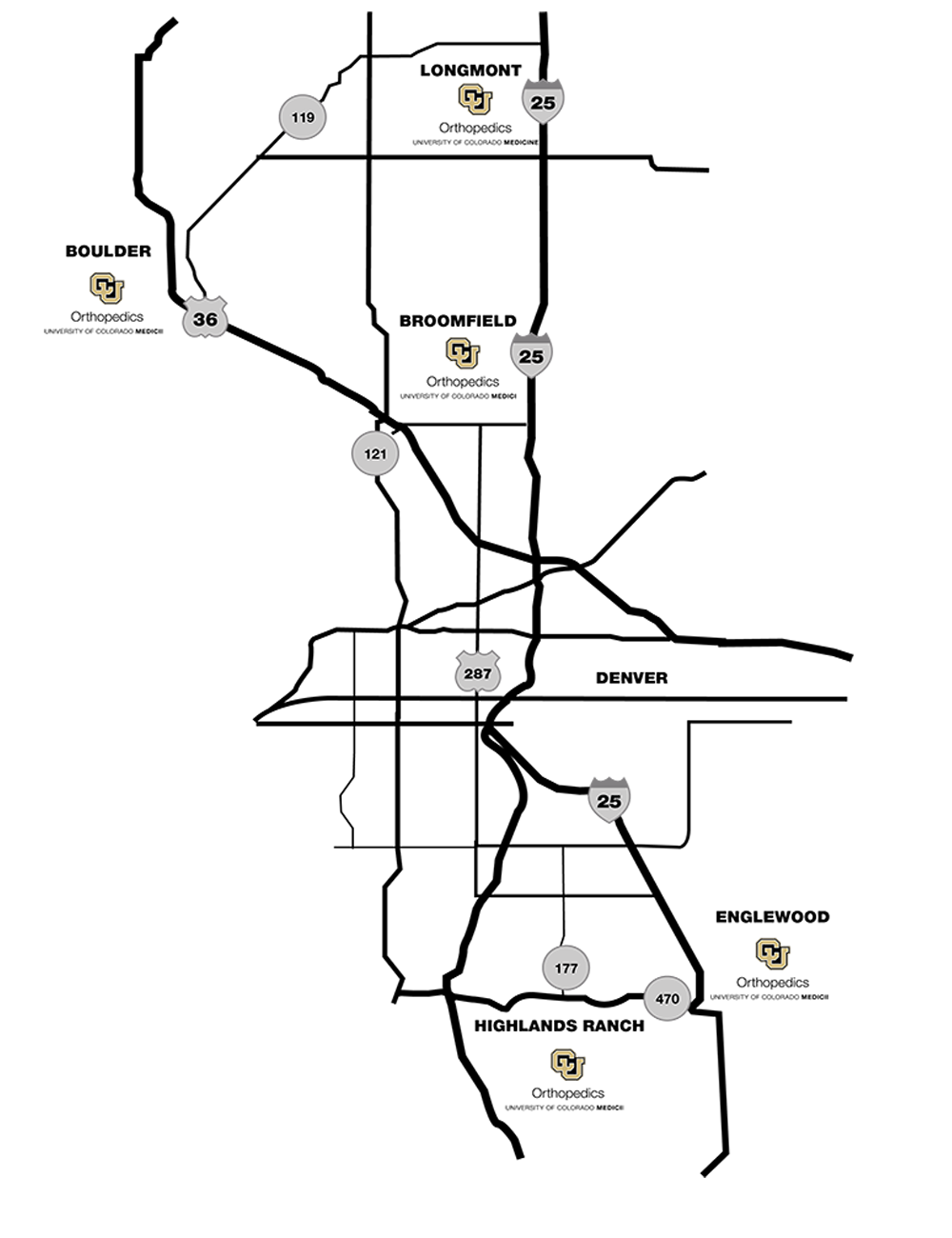 University of Colorado, Department of Orthopedics, Locations