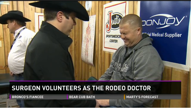 Surgeon volunteers as stock show 'rodeo doc, Dr. Jason Stoneback