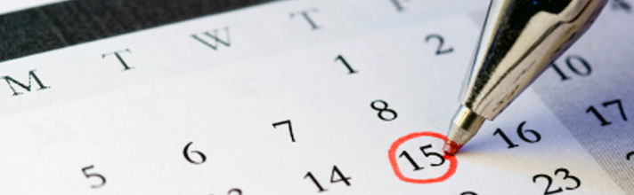 events 700 Calendar with red circle around date
