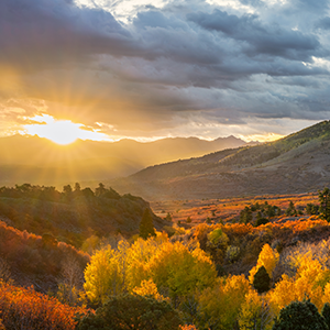The sun sets over the Rocky Mountains in Colorado