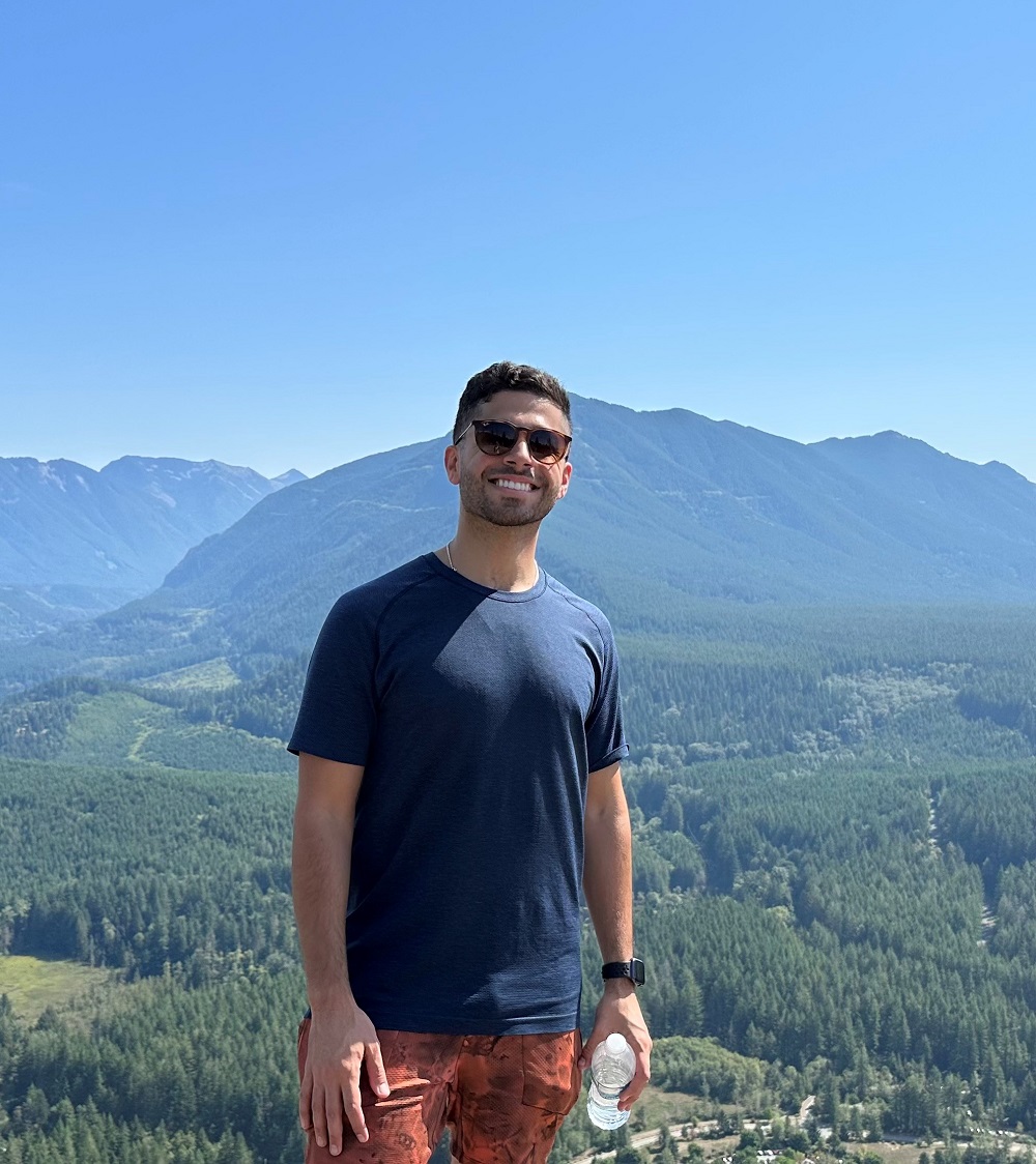 Photo of Dr. Nikolis in the mountains.
