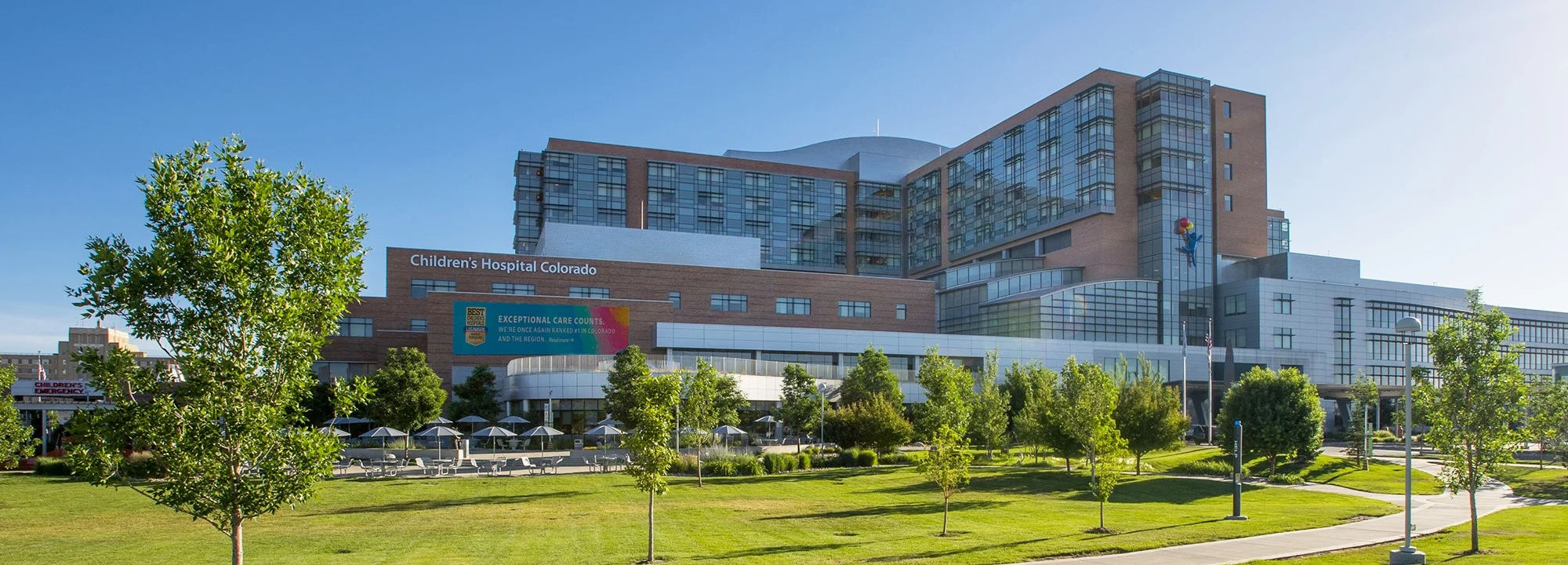 Photo of the exterior of Children's Hospital Colorado.